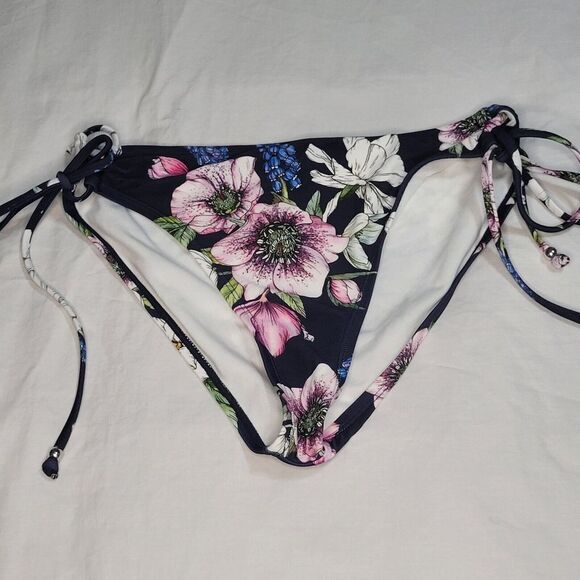 Other - Bikini Bottom Large Lace Up‎ Tie Sides Navy Background Floral New No Tags